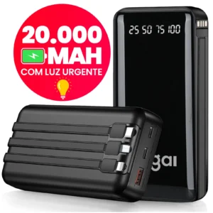 Power Bank 20000mAh Carregamento Rápido para Celular e Viagem